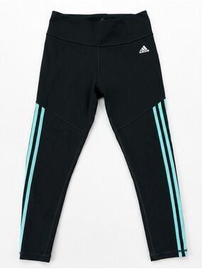Women’s Adidas Climalite Leggings Black Green Stripes Size M